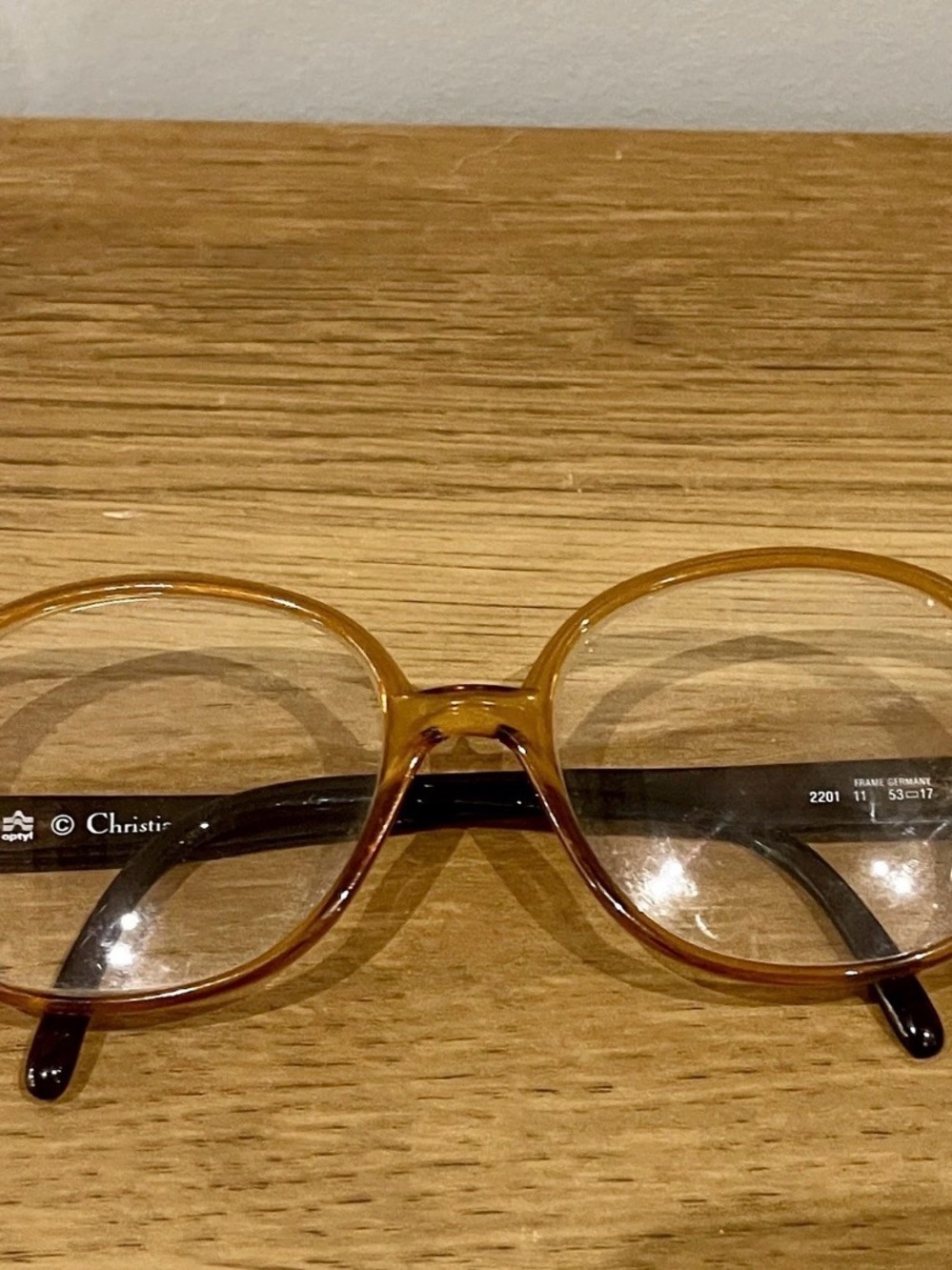 Vintage Christian Dior round Amber Yellow Lucite Glasses Germany 2201 11 53 17